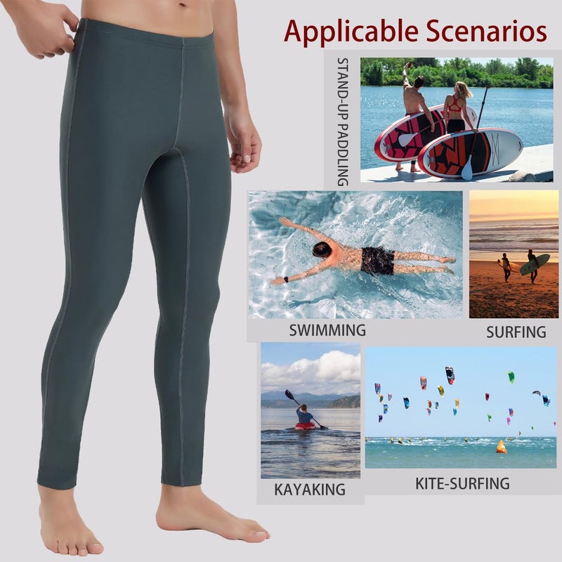 Ubestyle UPF 50+ Men's Active Surfing Water Leggings Swim Pants Swim Tights Beach Pants Sun Protective Gray (U3006GRAYS) - Image 4